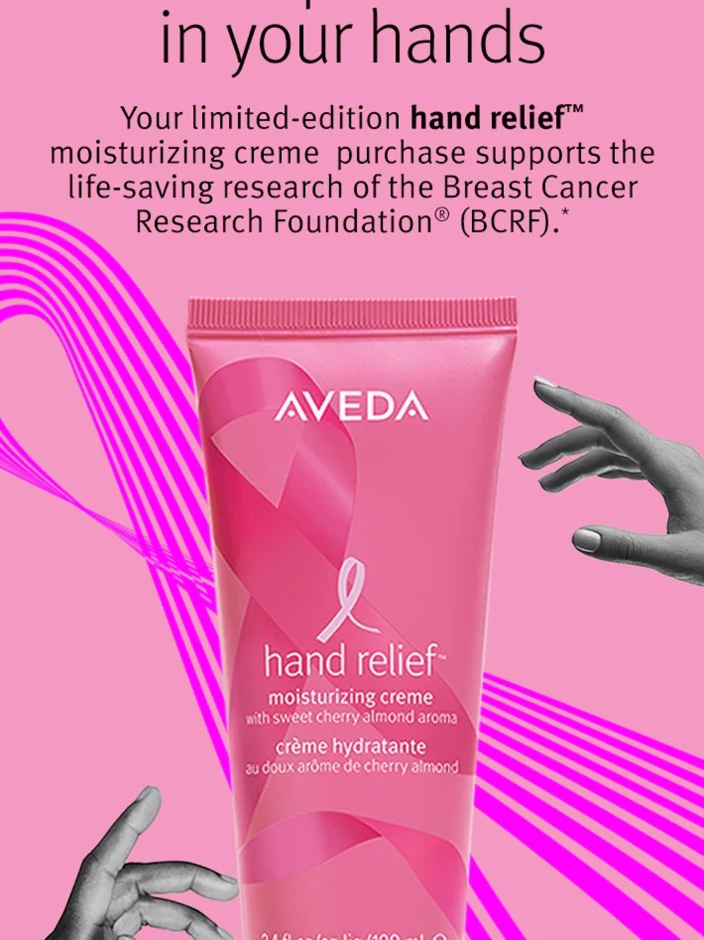 Aveda Hand Cream w Shampure Aroma 100ML support breast cancer research NEW GWP